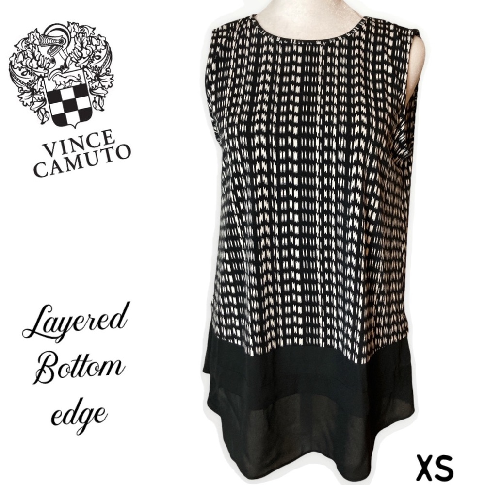 Vince Camuto Women's Black & White Sleeveless Top w/ subtle layers size XS